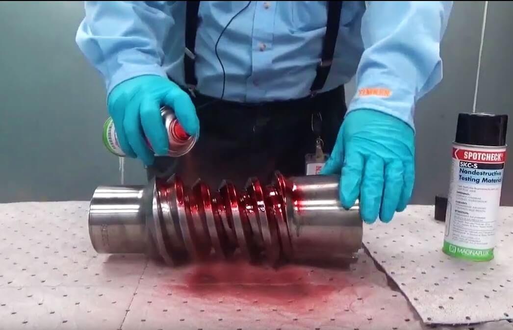 Liquid-Penetrant-Examination-Lpt PMI test verifying UNS S32750 Super Duplex 32750 plate material composition