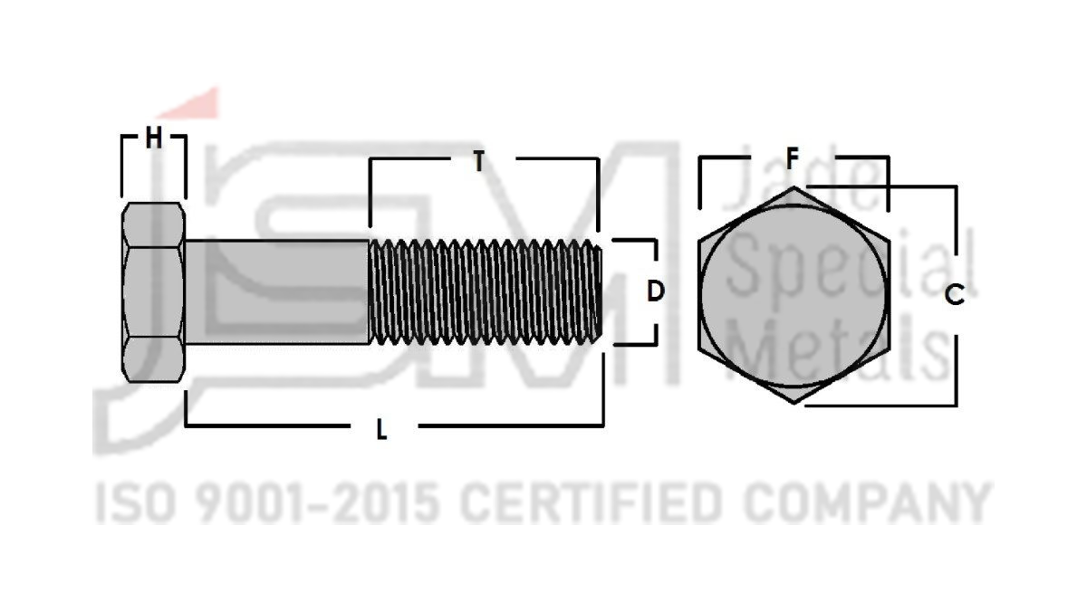 Dimensions Chart of ASTM Hex Bolt