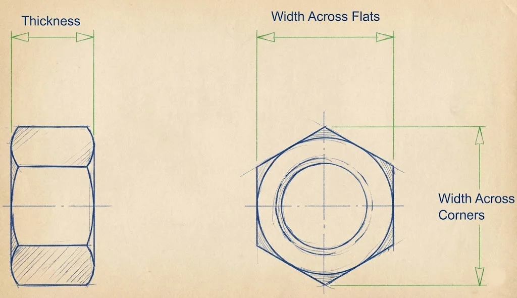 ASTM A194 Grade 8C Hex Nuts Dimensions