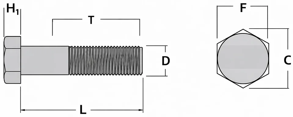 ASTM A193 B8C Heavy Hex Bolt Dimensions 