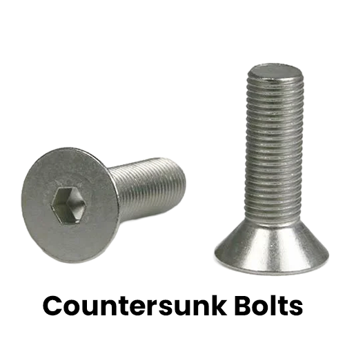 Countersunk bolts with flat head and hex socket drive