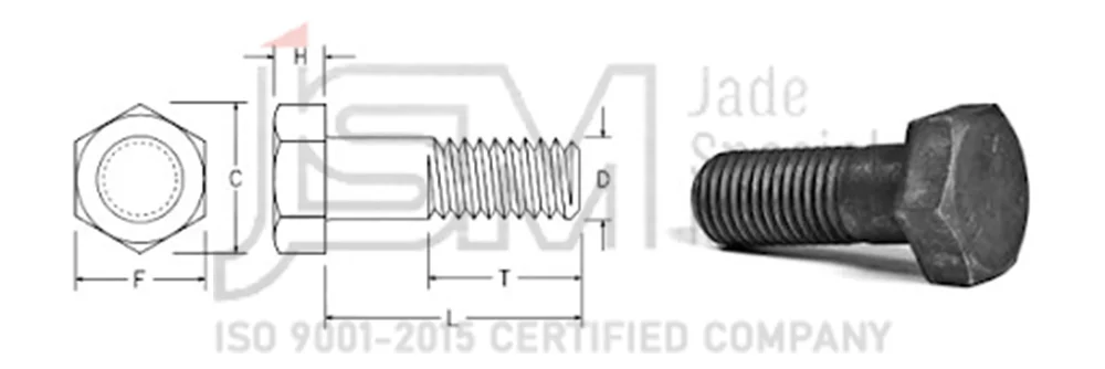 ASTM A325 heavy hex bolt dimensions chart – body diameter, head height, thread length in inches per ASME B18.2.6